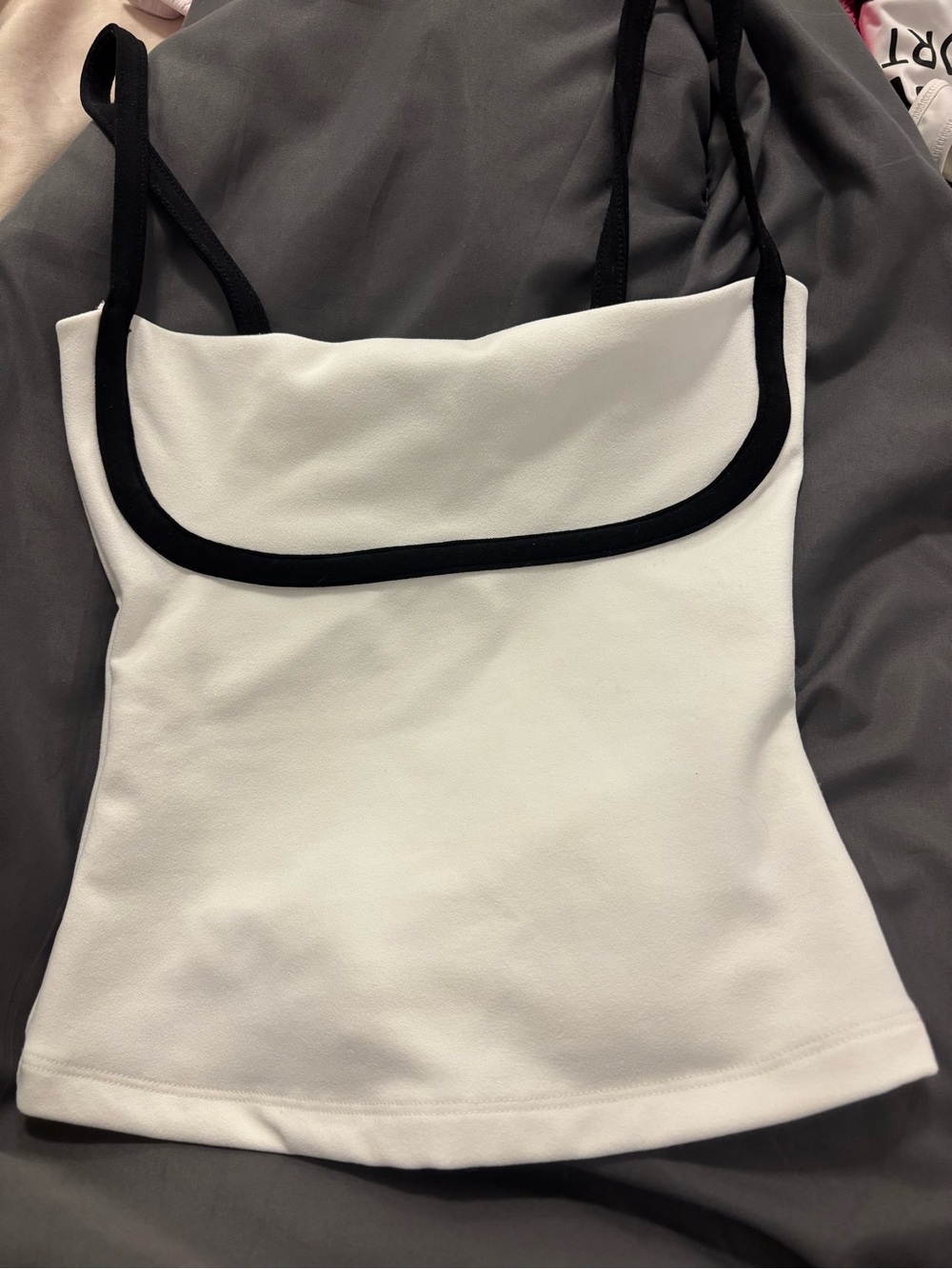 DYNAMITE -White and Black Trim Women’s Square-Neck Cami Top